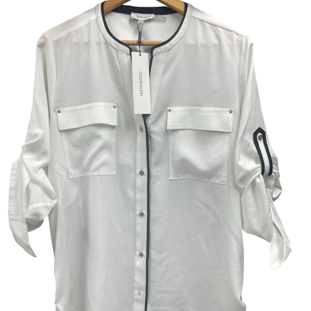 Calvin Klein Women’s White Button Up NWT size L